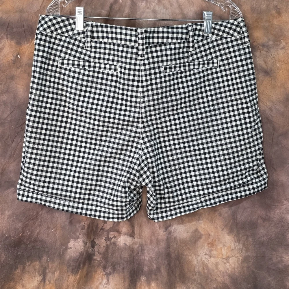 GH Bass Gingham Shorts Black White Pockets Stretch 6" inseam mid-high rise 12 - Picture 3 of 6